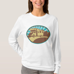 Retro RV Campervan Mountain Adventure Vintage Sun T-Shirt