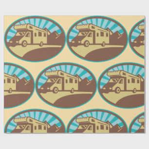 Retro RV Campervan Mountain Adventure Vintage Sun Wrapping Paper