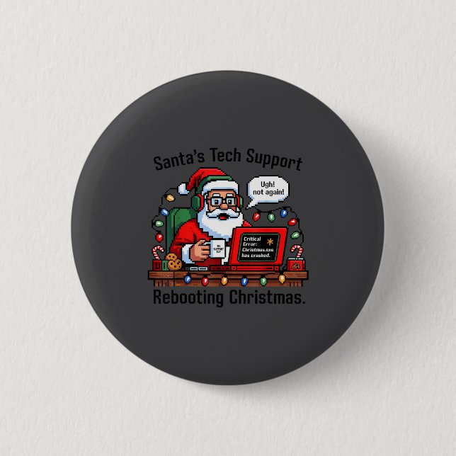 Retro s Santa Support Rebooting Tech 6 Cm Round Badge (Front)