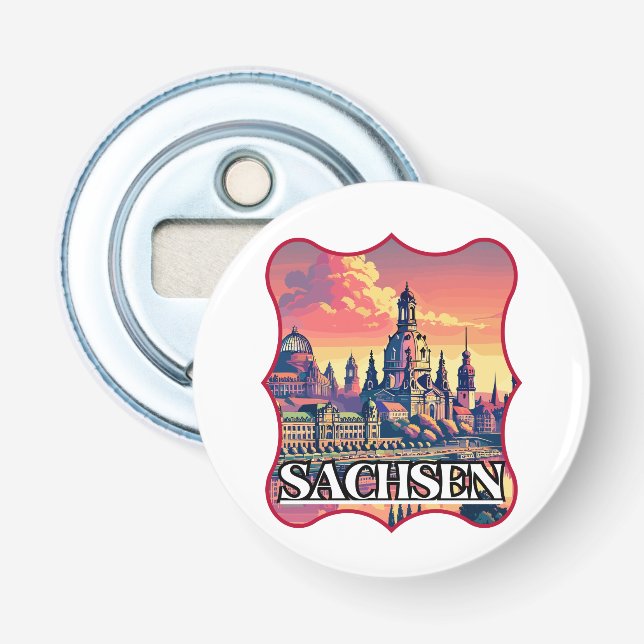Retro Sachsen Skyline  Bottle Opener (Front)