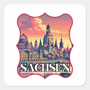Retro Sachsen Skyline Square Sticker