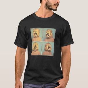 Retro Safari Animal Photoshoot Funny Roaring Lion T-Shirt