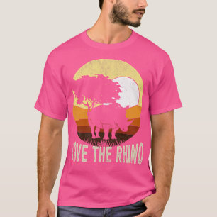 Retro Safari Animal Save The Rhino T-Shirt