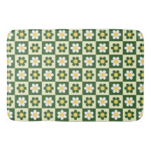 Retro Sage Green and Cream Daisy Chequerboard 