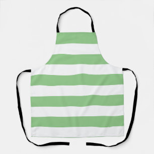 Retro Sage Green And White Stripes Apron