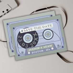 Retro Sage Green Cassette Tape Wedding Save The Date
