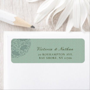 Retro Sage Green Chinoiserie Wedding Address