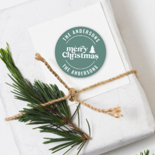 Retro Sage Green Christmas Modern Minimal Unique Classic Round Sticker