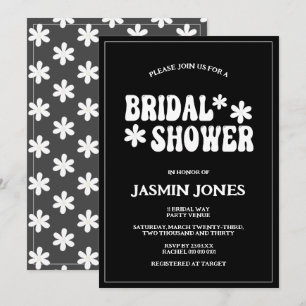 Retro Sage Green Daisy Flower Bridal Shower Invitation