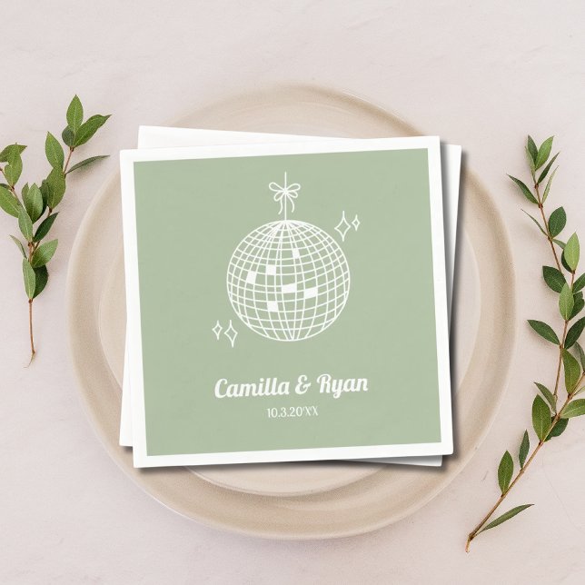 Retro Sage Green Disco Wedding Decor Napkins (Retro Sage Green Disco Wedding Decor Napkins
)