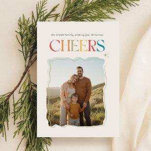 Retro Sage Green Family Photo Merry Christmas Holiday Card