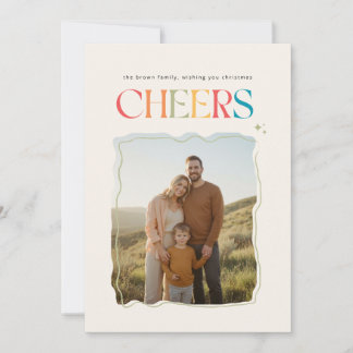 Retro Sage Green Family Photo Merry Christmas Holiday Card