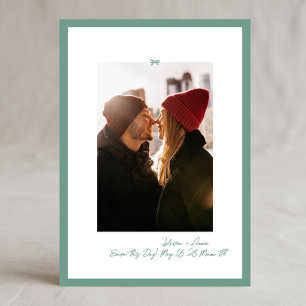 Retro Sage Green Little Bow Photo Save This Day The Date