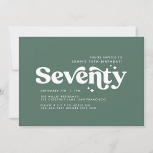 Retro sage green modern minimal 70th birthday invitation