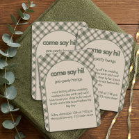 Retro Sage Green Plaid Welcome Party Invite Card