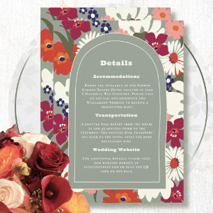 Retro Sage Green Summer Autumn Wedding Detail Card