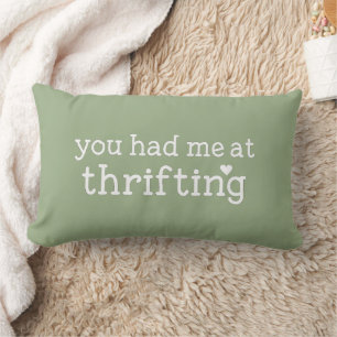 Retro Sage Green Typography & Heart Lumbar Cushion