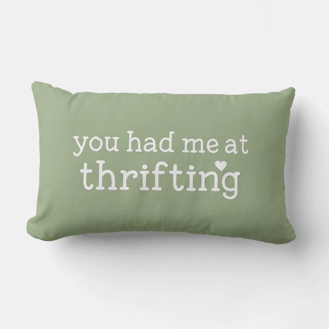 Retro Sage Green Typography & Heart  Lumbar Cushion (Front)