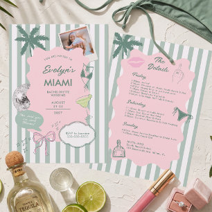 Retro Sage Pink Bachelorette Itinerary Invitation