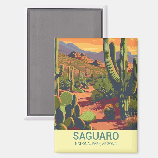 Retro Saguaro Scenic View   Magnet (Front/Back)