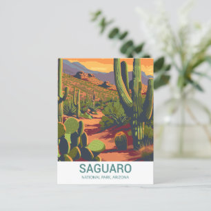Retro Saguaro Scenic View Postcard