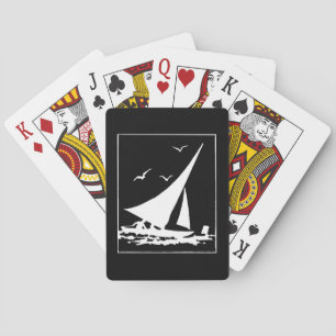 Retro Sailboat Silhouette Playing Cards