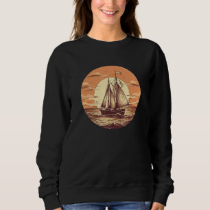Retro Sailboat Summer Boat Trip Captain Sweatshirt