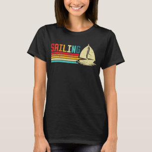 Retro Sailing Sunset Sailboat Nautical Ocean Art T-Shirt