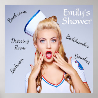 Retro Sailor Girl Poster with editable text