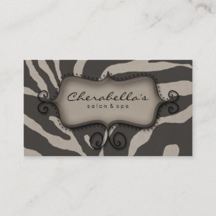 Retro Salon Spa Business Card Zebra Beige