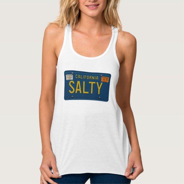 Retro Salty 1969 California License Plate Graphic Singlet (Front)