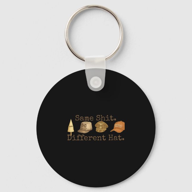 Retro Same Different Hat Funny Trump Political Hum Key Ring (Front)