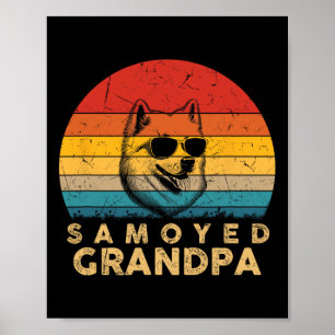 Retro Samoyed Grandpa Dog Lover Paw Dad Fathers Da Poster
