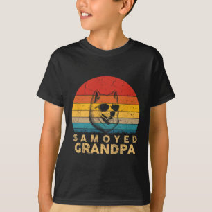 Retro Samoyed Grandpa Dog Lover Paw Dad Fathers Da T-Shirt