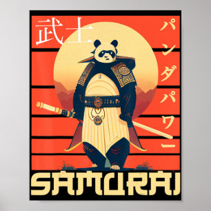 Retro Samurai Panda Poster