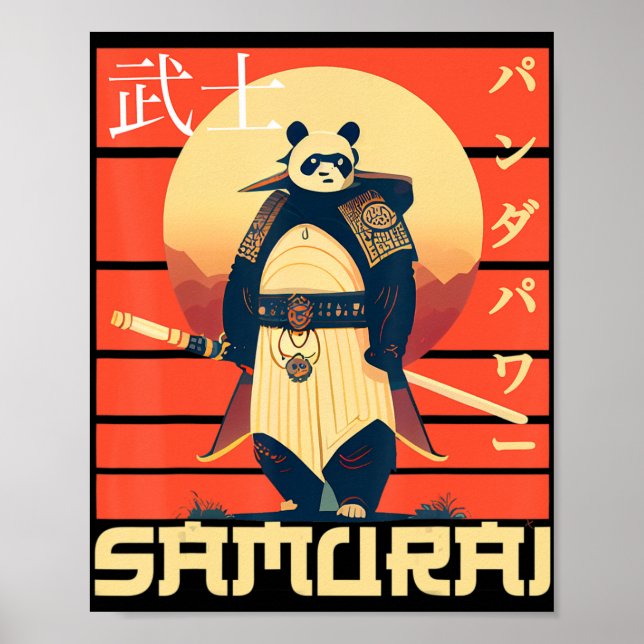 Retro Samurai Panda  Poster (Front)