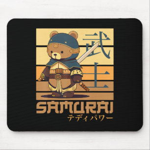 Retro Samurai Teddy Japanese Art Perfect for Anime Mouse Pad