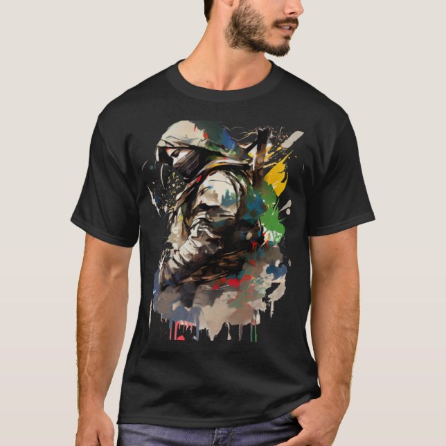 Retro Samurai Warrior Sword Japanese Ninja T-Shirt (Front)