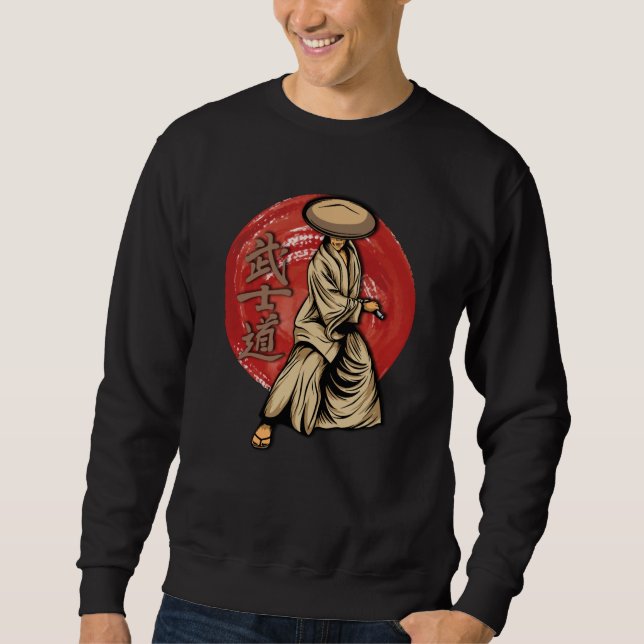 Retro Samurai Warrior with Katana - Japanese Sweatshirt (Front)