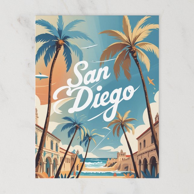 Retro San Diego Beach and City Postcard (Creator Uploaded)