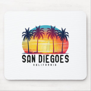 Retro San Diego Beaches California Surfing Surfboa Mouse Pad