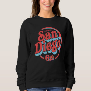 Retro San Diego California 619 Typography Sweatshirt