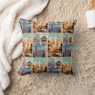 Retro San Francisco Batchwork Cushion