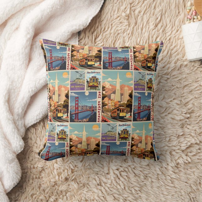 Retro San Francisco Batchwork Cushion (Blanket)