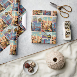 Retro San Francisco Batchwork Wrapping Paper