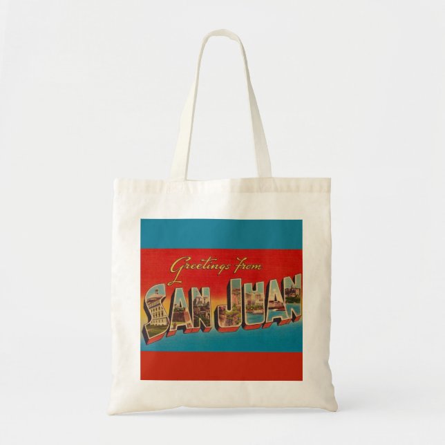 Retro San Juan Greeting Tote Bag (Front)