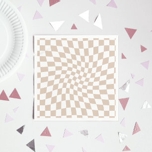 Retro Sand Rose Pink Pastel Warped Chequerboard Napkin