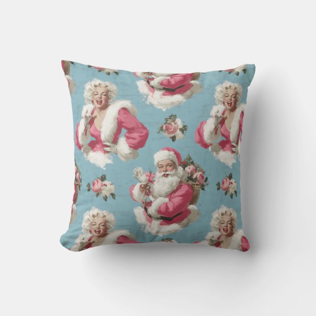Retro Santa and Glam Holiday Cheer Cushion (Front)