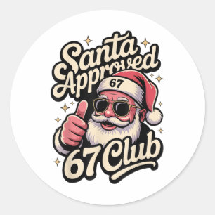 Retro Santa Approved 67 Club - Funny Christmas 67  Classic Round Sticker