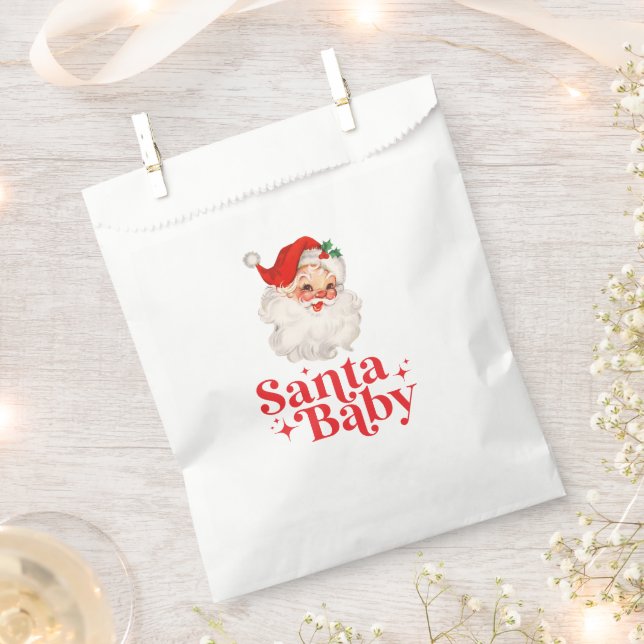 Retro Santa Baby christmas baby shower Favour Bags (Clipped)